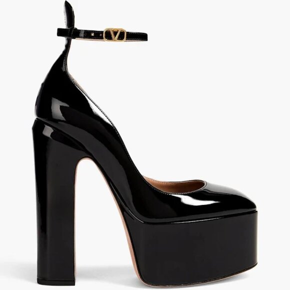 VALENTINO TAN-GO PLATFORM PUMP IN BLACK PATENT LEATHER 155 MM 39.5 - Picture 1 of 6